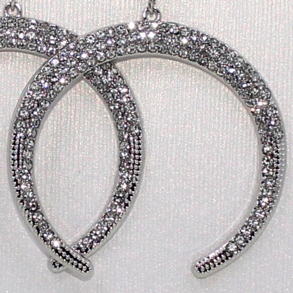 Jessica Simpson Push Back Silver Tone Clear Stone Dangle Pierced Earrings - Picture 8 of 12